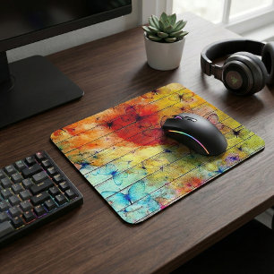 Rustikale Farbige Holzstruktur Vintage Schmetterli Mousepad