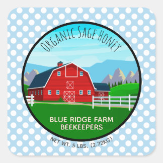 Rustikale Farm Apiary Foto Blue Honey Jar Quadratischer Aufkleber