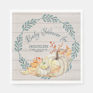 Rustikale Farm Fall Wreath n Pumpkin Baby Shower Serviette