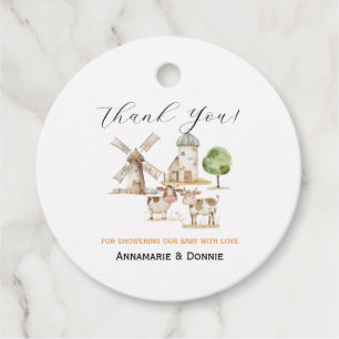 Rustikale Farm Scene Gender Neutral Baby Dusche Geschenkanhänger