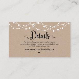 Rustikale Farm String Lights, Hochzeitdetails Begleitkarte