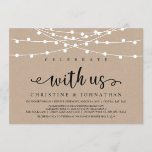 Rustikale Farm String Lights, Kraft Wedding Elopem Einladung