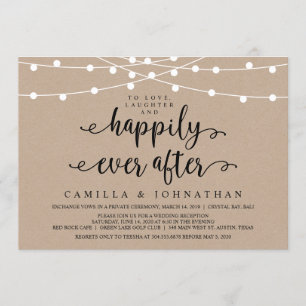 Rustikale Farm String Lights, Kraft Wedding Elopem Einladung