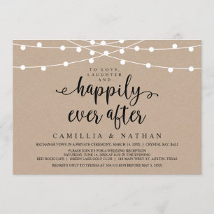 Rustikale Farm String Lights, Kraft Wedding Elopem Einladung
