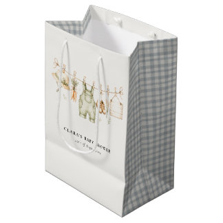 Rustikale Farm-Wäscheleine Watercolor-Baby-Party Mittlere Geschenktüte