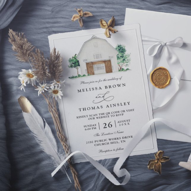 Rustikale Farmhouse Elegante Scheune QR-Code Hochz Einladung (Von Creator hochgeladen)