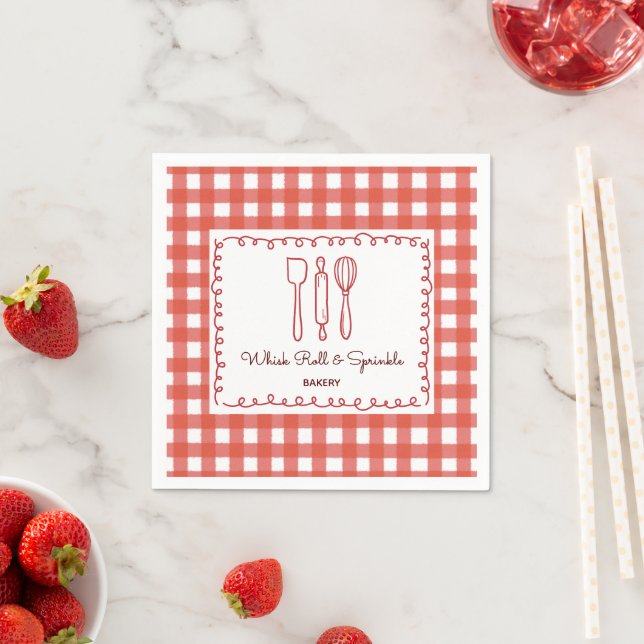 Rustikale Farmhouse-Gingham-Bäckerei Serviette (Beispiel)