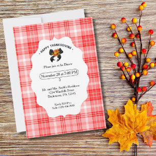 Rustikale Farmhouse-Herbst-Dankfest-Party-Kariert Einladung