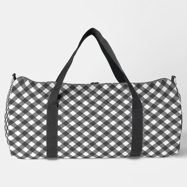 Rustikale Farmhouse-Monochrom-Büffel-Karo-Geometri Duffle Bag (Vorderseite)