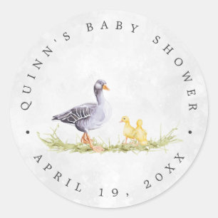 Rustikale Farmhouse-Mother Goose   Babyparty-Gesch Runder Aufkleber