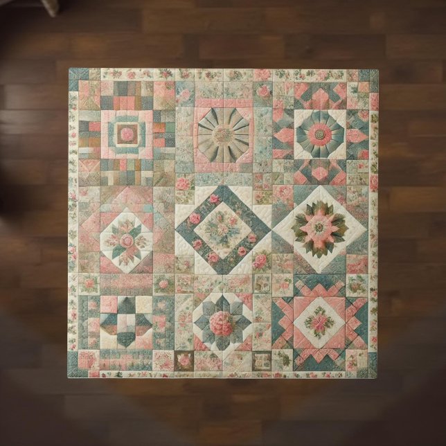 Rustikale Farmhouse-Salbei-Grüne Patchwork-Quilt-B Fliese (Von Creator hochgeladen)