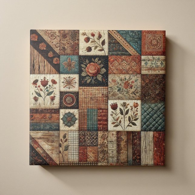 Rustikale Farmhouse-Terrakotta-Quilt-Patchwork-Blu Fliese (Von Creator hochgeladen)