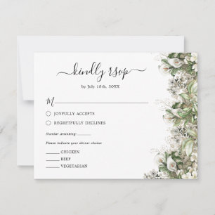 Rustikale Fass Weißgold Florale Hochzeit RSVP Karte