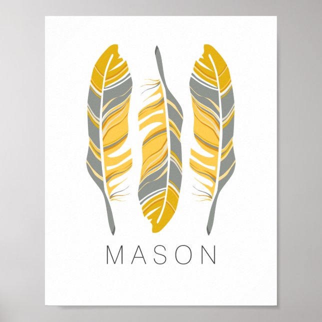 Rustikale Feathers Bleibe Wild Personalisierte Mau Poster (Vorne)