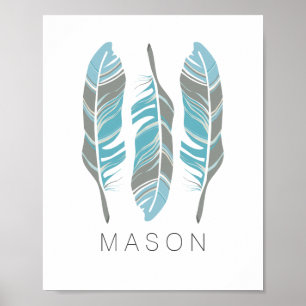 Rustikale Feathers Bleibe Wild Personalisierte Mau Poster