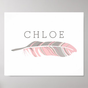 Rustikale Feder Pink Personalisiert Name Wall Ar Poster