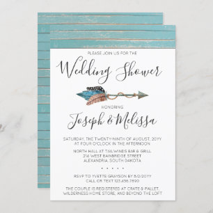 Rustikale Federn Pfeil Polterabend Einladung