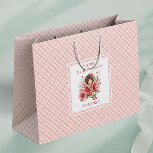 Rustikale Feen-Mädchen-Rot-werden-Blumen-Geburtsta Große Geschenktüte