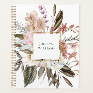 Rustikale Feminine Floral Bouquet mit Namen Planer