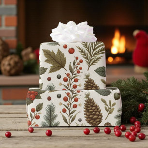 Rustikale Ferien-Wald-Pinecone-Blumen  Geschenkpapier