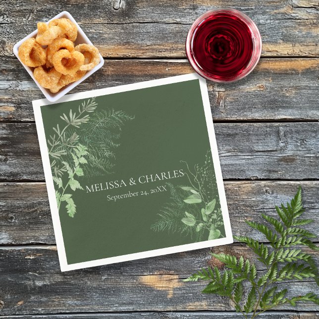 Rustikale Fern Foliage Emerald Dinner Hochzeit Serviette (Von Creator hochgeladen)