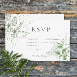 Rustikale Fern Foliage White Dinner Hochzeit RSVP Karte