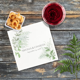 Rustikale Fern Foliage White Dinner Hochzeit Serviette