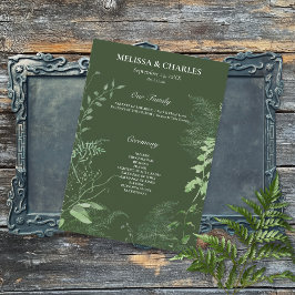 Rustikale Fern Green Foliage Emerald Wedding Programm