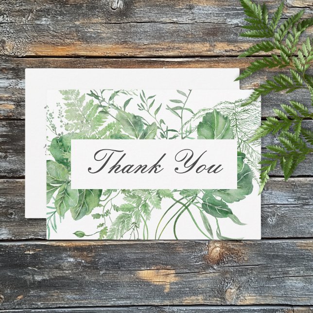 Rustikale Fern Green Foliage White Wedding Dankeskarte (Rustic Fern Green Foliage White Wedding Thank You Card)