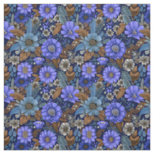 Rustikale, fette, marineblaue botanische Vintage-B Stoff