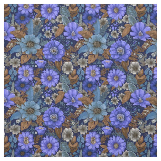 Rustikale, fette, marineblaue botanische Vintage-B Stoff (Muster)