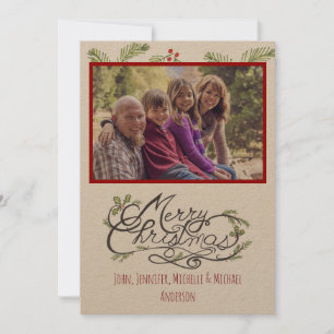 Rustikale Fichten-Foto-Weihnachtskarte Feiertagskarte