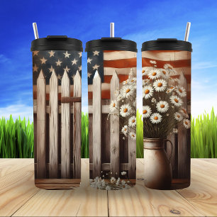 Rustikale Flagge und Milchküche Thermosbecher