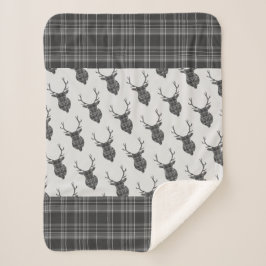 Rustikale Flaggen Kopf Gray Scottish Tartan Sherpadecke