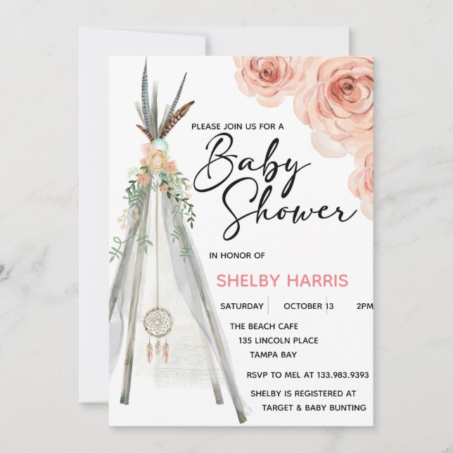 Rustikale Flora Boho Dreamcatcher Teepee Wasserfar (Vorderseite)