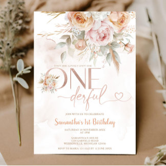 Rustikale Flora ist nicht ihr 1. Geburtstag Einladung