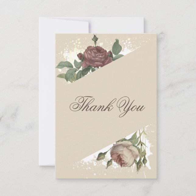 Rustikale Flora Moderne Burgundy Marsala Babydusch Dankeskarte (Vorderseite)