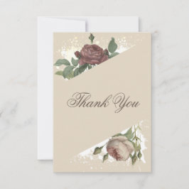 Rustikale Flora Moderne Burgundy Marsala Babydusch Dankeskarte