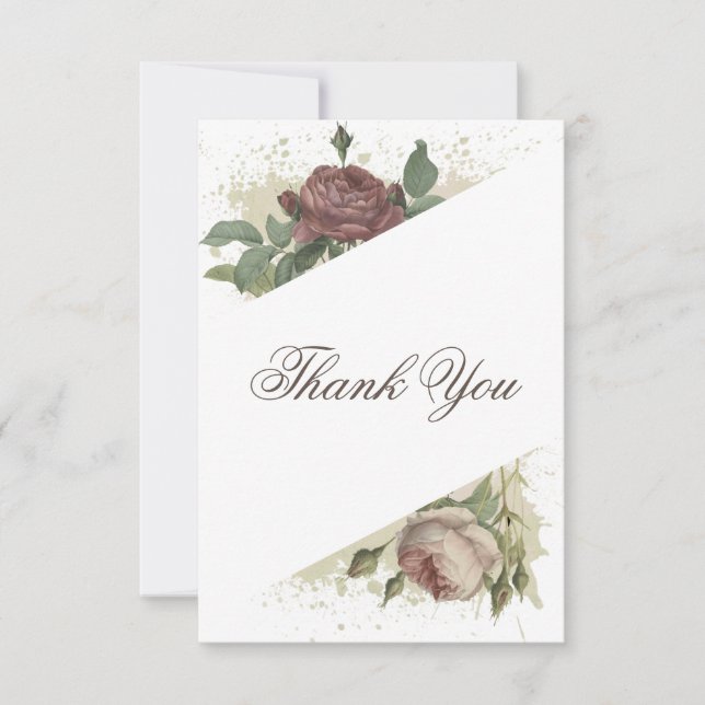 Rustikale Flora Moderne Burgundy Marsala Babydusch Dankeskarte (Vorderseite)