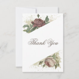 Rustikale Flora Moderne Burgundy Marsala Babydusch Dankeskarte