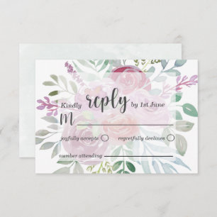 Rustikale Flora Pink & Burgund UAWG Wedding RSVP Karte