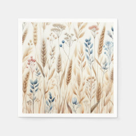 Rustikale Flora Watercolor Wheat Elegante Hochzeit Serviette