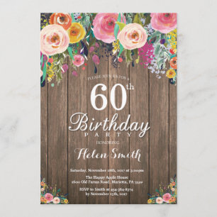 Rustikale Flora zum 60. Geburtstag Einladung für F