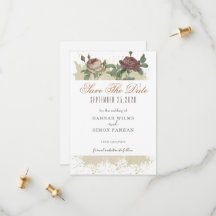 Rustikale floral Burgundy Marsala Save the Date Ka