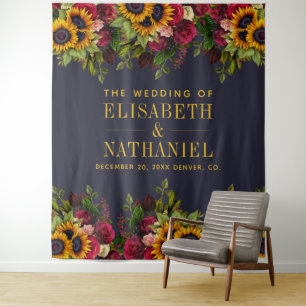 Rustikale Floral-Hochzeits-Fotobooth mit marinebla Wandteppich