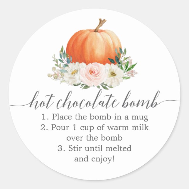 Rustikale Floral Pumpkin Hot Chocolate Bomb Gevor Runder Aufkleber (Vorderseite)