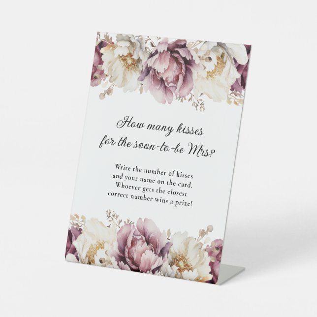 Rustikale Floral Überfluss wie viele Kisses Game Sockelschild (Vorderseite)