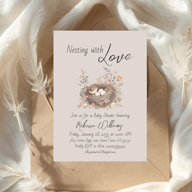 Rustikale Florale Baby Shower Nesting-Party Einladung (Von Creator hochgeladen)