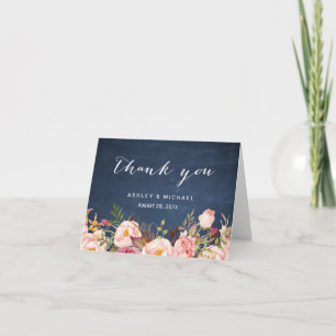 Rustikale Florale Blaue Tafel-Dankeschön Dankeskarte