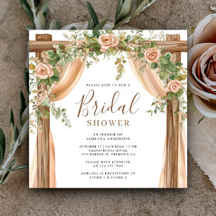 Rustikale Florale Boho Holzarchitektur Brautparty Einladung